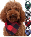 Odi Style Dog Bandana 4 Pack - Dog Bandanas Boy, Girl, Premium Durable Soft Lightweight Fabric, Buffalo Plaid Scarf for Large and Giant Dogs Pets, Black and White, Red, Green, Blue, Extra Large
