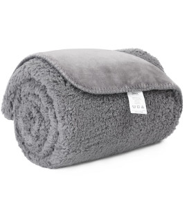 Pawque Waterproof Dog Blanket 30x40 for Bed, Couch, Sofa, Soft and Warm Sherpa Pet Throw for Small/Medium Dogs, Cats, Reversible Bed Cover Furniture Protector, Machine Washable, Grey