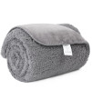 Pawque Waterproof Dog Blanket 50x60 for Bed, Couch, Sofa, Soft and Warm Sherpa Pet Throw for Large/Medium Dogs, Cats, Reversible Bed Cover Furniture Protector, Machine Washable, Grey