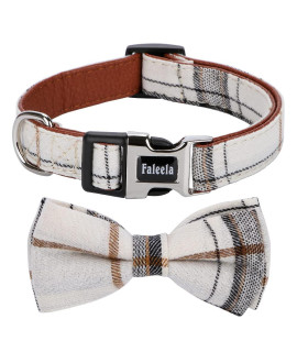 Faleela Soft &Comfy Bowtie Dog Collar,Detachable and Adjustable Bow Tie Collar,for Small Medium Large Pet (L, Beige)