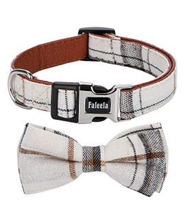 Faleela Soft &Comfy Bowtie Dog Collar,Detachable and Adjustable Bow Tie Collar,for Small Medium Large Pet (S, Beige)