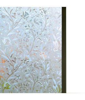 Niviy Excellent Quality 3D Static cling Window Film Non-Adhesive Window covering Decorative Flower Privacy Film for Window 177 x 1574