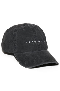 Atticus Poetry Hat, Stay Wild Dad Hat, WomenAs Baseball Hat, Vintage Washed cap Unisex Fit, Embroidered Black Pigment-Dyed Brushed cotton, Adjustable One Size (Stay Wild)