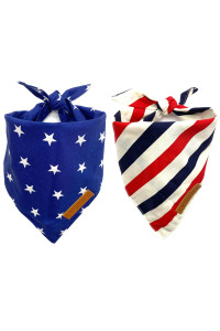 Realeaf 4th of July Dog Bandanas 2 Pack, Reversible American Flag Pet Scarf for Boy and Girl, Premium Durable Fabric, Patriotic Bandana for Medium and Large Dogs (Large)