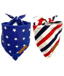 Realeaf 4th of July Dog Bandanas 2 Pack, Reversible American Flag Pet Scarf for Boy and Girl, Premium Durable Fabric, Patriotic Bandana for Medium and Large Dogs (Large)