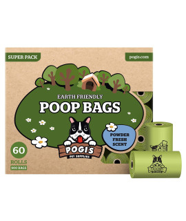 Pogi? Dog Poop Bags Bulk - 60 Rolls (900 Doggie Poop Bags) - Leak-Proof Dog Waste Bags - Scented, Ultra Thick, Extra Large Poop Bags for Dogs