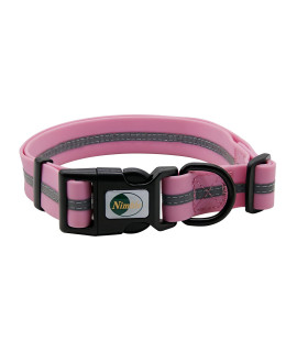 NIMBLE Dog Collar Waterproof Pet Collars Anti-Odor Durable Adjustable PVC & Polyester Soft with Reflective Cloth Stripe Basic Dog Collars S/M/L Sizes (Medium (11.81?18.5?nches), Lavender)