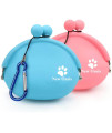 New Oasis Dog Treat Pouch 2Pack, 10oz Small Portable Silicone Dog Training Treat Pouch with Carabiner Reusable Dog Treat Container Dog Treat Bag Silicone Treat Pouch for Leash Key Case, Blue and Pink