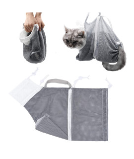 MP mypole Cat Bathing Bag, Multifunctional Adjustable Cat Grooming Bag Anti-Bite Cat Bath Bag Anti-Scratch Cat Shower Bag Cat Washing Restraint Bag Also for Puppy Dog (Grey)
