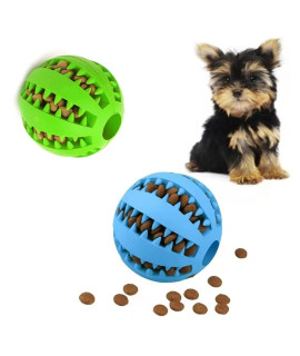 Best Dog Teething Toys Balls Durable Dog IQ Puzzle Chew Toys for Puppy Small Large Dog Teeth Cleaning/Chewing/Playing/Treat Dispensing (Green/Blue)