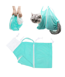 MP mypole Cat Bathing Bag, Multifunctional Adjustable Cat Grooming Bag Anti-Bite Cat Bath Bag Anti-Scratch Cat Shower Bag Cat Washing Restraint Bag Also for Puppy Dog (Green)