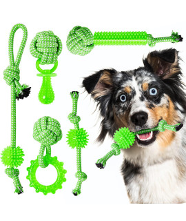 SQBG Puppy Toys 5 Pack for Energetic Puppy,Durable Puppy Chew Toys High Density Rubber and Rope Combined,Puppy Teething Toys Multiple Fun Play for Release Excess Energy