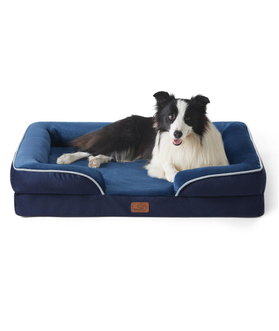 Bedsure Orthopedic Dog Bed for Extra Large Dogs - XL Washable Dog Sofa Bed Large, Supportive Foam Pet Couch Bed with Removable Washable Cover, Waterproof Lining and Nonskid Bottom, Navy Blue