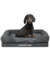 The Dogs Bed Orthopedic Memory Foam Dog Bed, XL Grey/Blue 46x28x4, Pain Relief for Arthritis, Hip & Elbow Dysplasia, Post Surgery, Lameness, Supportive, Calming, Waterproof Washable Cover