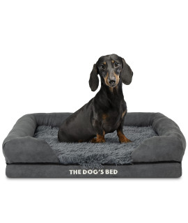The Dogs Bed Orthopedic Memory Foam Dog Bed, XL Grey/Blue 46x28x4, Pain Relief for Arthritis, Hip & Elbow Dysplasia, Post Surgery, Lameness, Supportive, Calming, Waterproof Washable Cover