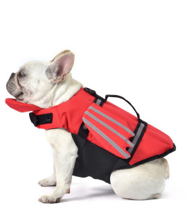Petglad Dog Life Jacket, Wings Design Pet Life Vest, Reflective Dog Flotation Swim Vest with chin Float for Pool Beach Boating Surfing Swimming, for Puppy Small Medium Large Size Dogs (Red, S)