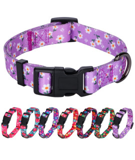 Rhea Rose Daisy girl Dog collars , Floarl Design for Medium Dogs, Purple
