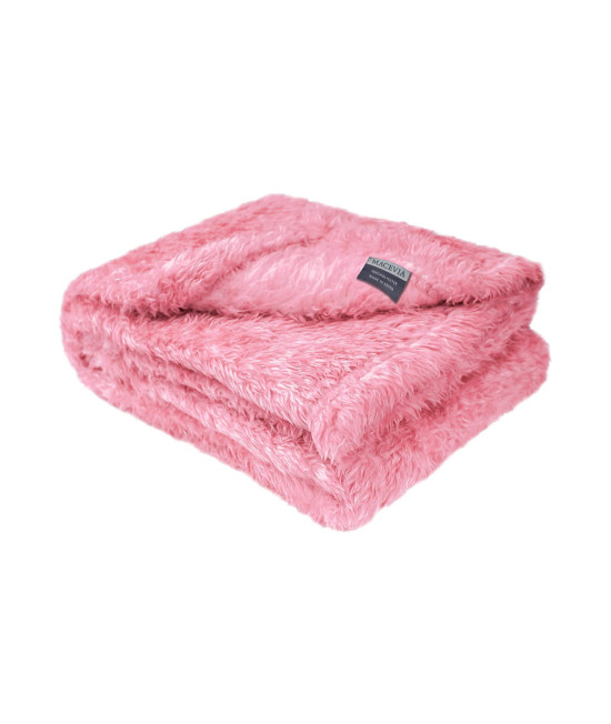MACEVIA Fluffy Fleece Dog Blankets, Warm Soft Fuzzy Pets Blankets for Puppy, Small, Medium, Large Dogs and Cats, Plush Pet Throws for Bed, Couch, Sofa, Travel (24x29 Inch, Pink)