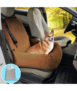 Dog Car Seat Pet Booster Seat Pet Travel Safety Car Seat,The Dog seat Made is Safe and Comfortable, and can be Disassembled for Easy Cleaning (Brown)