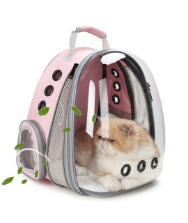 Lollimeow Bubble Expandable Cat Backpack Pet Travel Carrier for Cats and Dogs (Pink-Front Expandable)