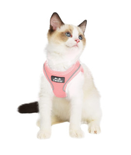 TwoEar Cat Harness Escape Proof, Soft Dog Vest Harness Adjustable, Breathable Mesh Step-in Puppy Walking Jacket Reflective Easy Control for Extral Small Pets for Outdoor Walking(XXS, Pink)