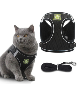 Harness with collar Lead for Dog cat: Escape Proof Soft Mesh Jacket No Pull Vest Reflective coat and Leash Set for Dogs cats Outdoor Walking Running Safety, Medium Small XS Size for Puppy Kitten Pet