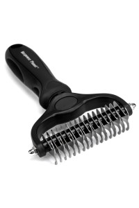 Maxpower Planet Pet grooming Brush - Double Sided Shedding and Dematting Undercoat Rake for Dogs, cats - Extra Wide Dog grooming Brush, Dog Brush for Shedding, cat Brush, Dog Brush, Pet comb, Black