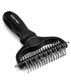 Maxpower Planet Pet grooming Brush - Double Sided Shedding and Dematting Undercoat Rake for Dogs, cats - Extra Wide Dog grooming Brush, Dog Brush for Shedding, cat Brush, Dog Brush, Pet comb, Black