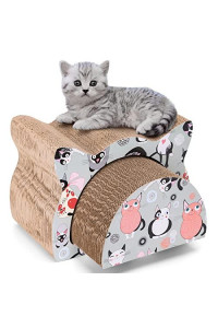 Nobleza cat Scratcher cardboard, 2 in 1 Reversible Scratching Pad, Recyclable corrugated Scratch Toy with cat-Head Shape, cat Scratch Lounge for Furniture Protection