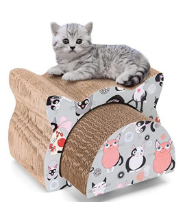 Nobleza cat Scratcher cardboard, 2 in 1 Reversible Scratching Pad, Recyclable corrugated Scratch Toy with cat-Head Shape, cat Scratch Lounge for Furniture Protection