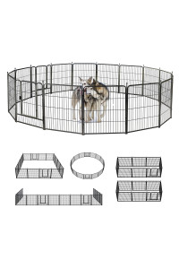 Dog Playpen,32/40/45 Inch Height in Heavy Duty, Folding Indoor Outdoor Anti-Rust Dog Exercise Fence, Portable Pet Playpen with Door for Large Medium Small Dogs and Pet (16 Panels, 32 Inch)