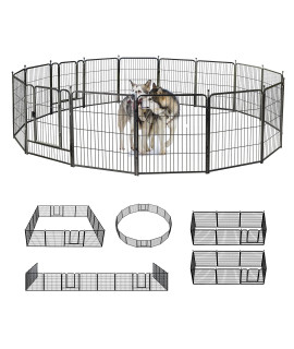Dog Playpen,32/40/45 Inch Height in Heavy Duty, Folding Indoor Outdoor Anti-Rust Dog Exercise Fence, Portable Pet Playpen with Door for Large Medium Small Dogs and Pet (16 Panels, 32 Inch)