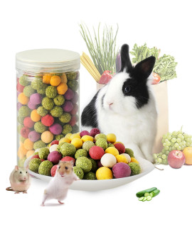 Fruit Rainbow Ball is Bunny Grass Treat and Bunny Chew Toys, All Natural Baking Treats with Lucerne, Dandelion, Apple and Timothy Hay Ball for Guinea Pig, Hamster and Other Small Animals (style4)