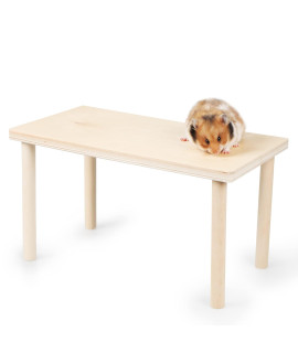 Doola Wooden Small Animals Stand Platform,Waterproof Surface with Pillars,Natural Toys Cage Accessories for Hamster Squirrel Gerbil Chinchilla Parrot and Pet Bird (13.8*7.1)