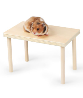 Doola Wooden Small Animals Stand Platform,Waterproof Surface with Pillars,Natural Toys Cage Accessories for Hamster Squirrel Gerbil Chinchilla Parrot and Pet Bird (9.8*5.9)