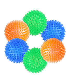 Orgrimmar 6 PCS Pet Squeaky Chewing Balls Dog Soft Stab Balls Cleaning Teeth Toys Balls with High Bounce for Small Medium Large Pet Dog Cat Toys(Small,2.55in)