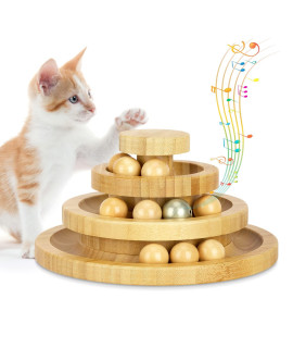 Ginkko Three Layer Track Balls Turntable for Kitty Cat, Funny Roller Cat Tower Toys