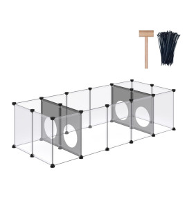 DINMO Rabbit Playpen, Guinea Pig Cages, Hamster Cages, Interesting Game Holes Design for Small Animal, Bunny, Ferret, Hedgehog, DIY, Expanded, Portable, Exercise Fence, 61.4 x 25.4 x 16.4 inches
