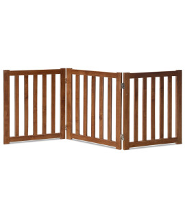 LZRS Solid Hardwood Freestanding Pet Gate,Wooden Dog Gates for Doorways,Nature Wood Dog Gates for The House,Dog Gate for Stairs,Freestanding Indoor Gate Safety Fence,Oak,24 Height-3 Panels