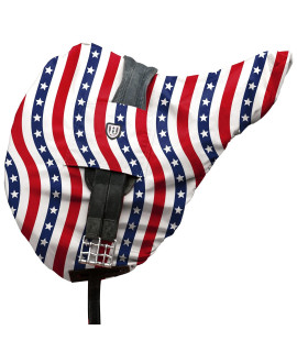 Harrison Howard Premium WaterproofBreathable Fleece-Lined Saddle cover with Stylish Prints That Stand Out Protect Your Entire Saddle-Starry Stripes