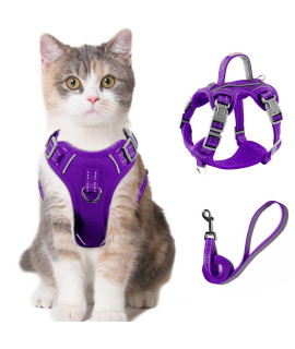 Cat Harness and Leash Set for Walking Escape Proof for Small Large cat Kitten Harness with ID tag Pocket (Purple,XS)