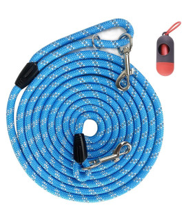 Codepets Long Rope Dog Leash for Dog Training 12FT 20FT 30FT 50FT, Reflective Threads Dog Cat Leashes Tie-Out Check Cord Recall Training Agility Lead for Large Medium Small Dogs (Blue), 10mmx30ft