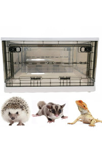 Portable Hedgehog Cage Carrier with Wheels and Handles, Collapsible Hamster Cage Plastic Rat House Indoor Outdoor Small Critter Habitat Pet Travel Carrier Box for Hedgehog,Hamster,Rat,Bearded Dragon