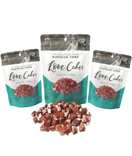 Rena's Recipe Love Cubes (4.2 oz) (Pack of 3) Rawhide-Free cage-Free Chicken Cubes