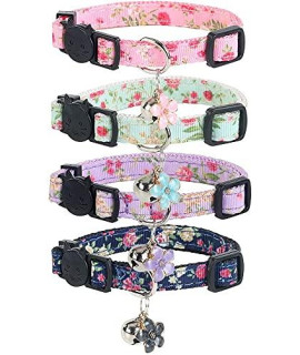 Yizepet Breakaway Cat Collar with Bell, 4 Pack Safety Adjustable Cat Collars Set