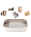 Yangbaga Stainless Steel Litter Box for Kittens, 4 in Height Easy Entry, Odor Control, Non Stick, Easy to Clean,Litter Box for Rabbits, Ferrets,Guinea Pigs and Hamsters (16'' x 12'' x 4'')