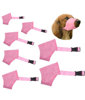 CILKUS Dog Muzzles Suit, 7 PCS Adjustable Breathable Safety Small Medium Large Extra Dog Muzzles for Anti-Biting Anti-Barking Anti-Chewing Safety Protection (Pink)