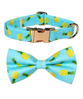 Summer Pineapple Dog Bow Tie Dog Collar Accessory, Detachable Bowtie, Adjustable Collar for Small Medium Large Dogs
