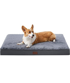 MIHIKK Orthopedic Dog Bed Waterproof Dog Beds with Removable Washable Cover Anti-Slip Egg Foam Pet Sleeping Mattress for Large, Jumbo, Medium Dogs, Dark Grey, 30 x 20 Inch