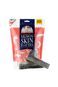 SKIPPERS Salmon Fish Skin Flatties - Dental chews for Dogs, Long Lasting Natural Dog Treats, Healthy Pet Supplies Support Skin coat & Joint Function Salmon Fish Dried Flatties Dog Food (35Oz)
